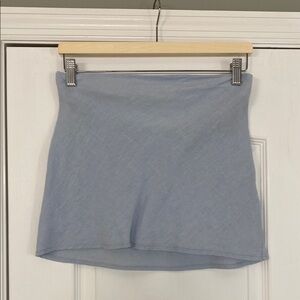 Solai Surf Blue Linen Strapless Top